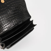 Load image into Gallery viewer, SAINT LAURENT Sunset Medium Croc-Effect Leather Shoulder Bag in Black