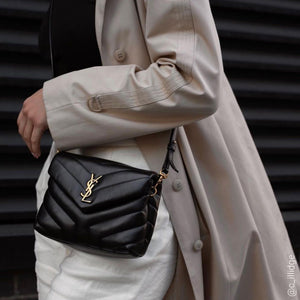 SAINT LAURENT Toy Loulou Shoulder Bag in Black Leather with Gold Hardware