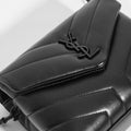 Toy Loulou Shoulder Bag in Black Leather with Black Hardware