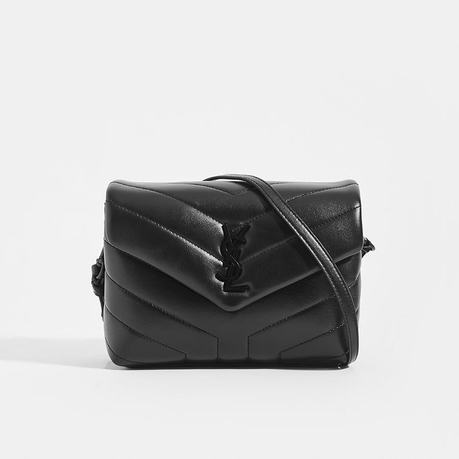 SAINT LAURENT Toy Loulou Shoulder Bag in Black Leather with Black Hardware