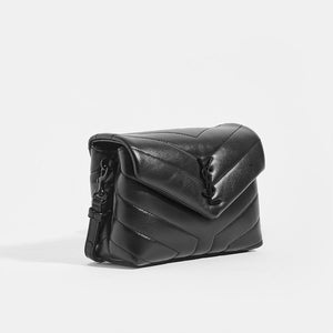 SAINT LAURENT Toy Loulou Shoulder Bag in Black Leather with Black Hardware
