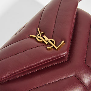 Gold YSL Hardware on SAINT LAURENT Toy LouLou Shoulder Bag in Dark Red Leather