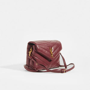 SAINT LAURENT Toy LouLou Shoulder Bag in Dark Red Leather