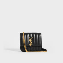 Load image into Gallery viewer, Front of SAINT LAURENT Vicky Smooth Leather Crossbody in Black