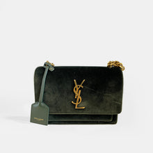 Load image into Gallery viewer, SAINT LAURENT Small Sunset in Dark Green Velvet [ReSale]