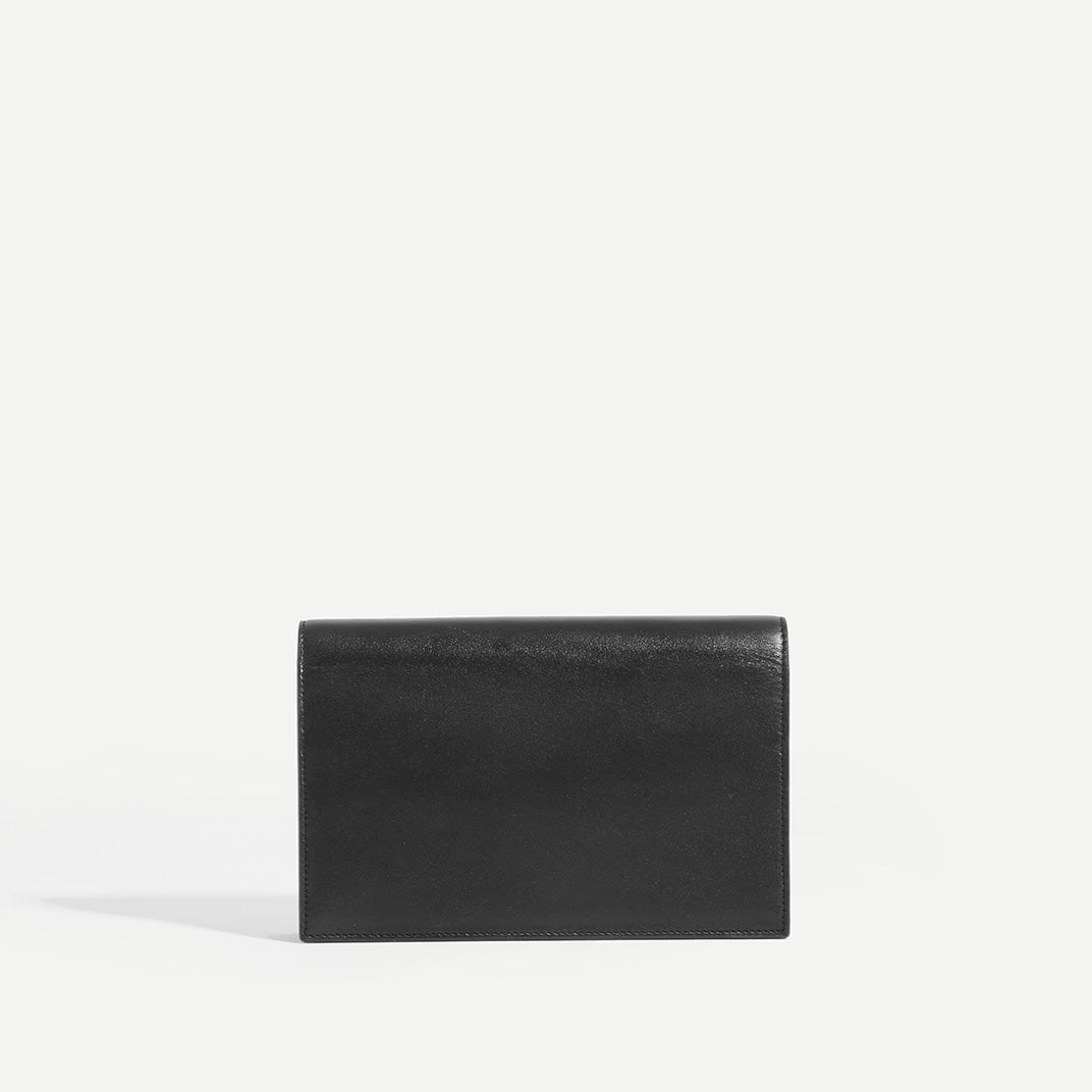 Rear view of SAINT LAURENT Kate Tassel Chain Wallet in Black Leather
