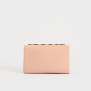 Rear view of the SAINT LAURENT Kate Tassel Chain Wallet in Pink