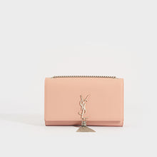 Load image into Gallery viewer, Front view of the SAINT LAURENT Kate Tassel Chain Wallet in Pink