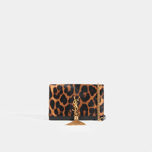 SAINT LAURENT Monogramme Kate leopard-print calf hair shoulder bag