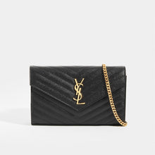 Load image into Gallery viewer, SAINT LAURENT Monogram Chevron-Quilted Crossbody in Black Leather