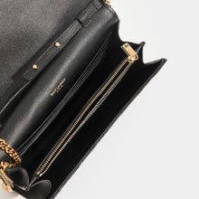 Load image into Gallery viewer, Inside of SAINT LAURENT Monogram Chevron-Quilted Cross-body in Black Leather