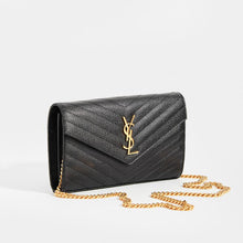 Load image into Gallery viewer, SAINT LAURENT Monogram Chevron-Quilted Crossbody in Black Leather
