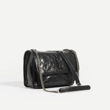 Load image into Gallery viewer, SAINT LAURENT Niki Baby in Crinkled Leather in Black