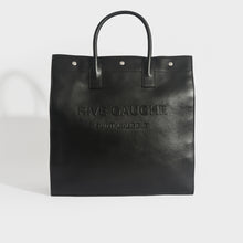 Load image into Gallery viewer, Front of the SAINT LAURENT North/South Rive Gauche Tote Bag in Black Leather