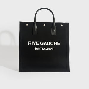 SAINT LAURENT Rive Gauche Tote Bag in Black Canvas