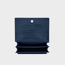 Load image into Gallery viewer, SAINT LAURENT Sunset Medium Croc-Effect Leather Shoulder Bag in Navy
