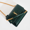 Sunset Medium Leather Shoulder Bag in Dark Mint