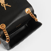 Load image into Gallery viewer, Inside of SAINT LAURENT Vicky Grained Leather Crossbody in Black