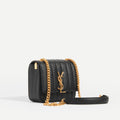 Vicky Grained Leather Crossbody in Black