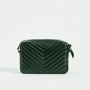 SAINT LAURENT Lou Camera Bag in Dark Green Matelassé Leather