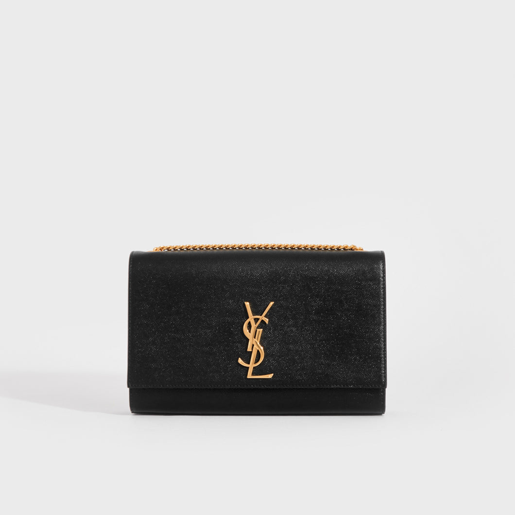 SAINT LAURENT Medium Kate Bag Grained Leather in Black