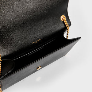 SAINT LAURENT Medium Kate Bag Grained Leather in Black