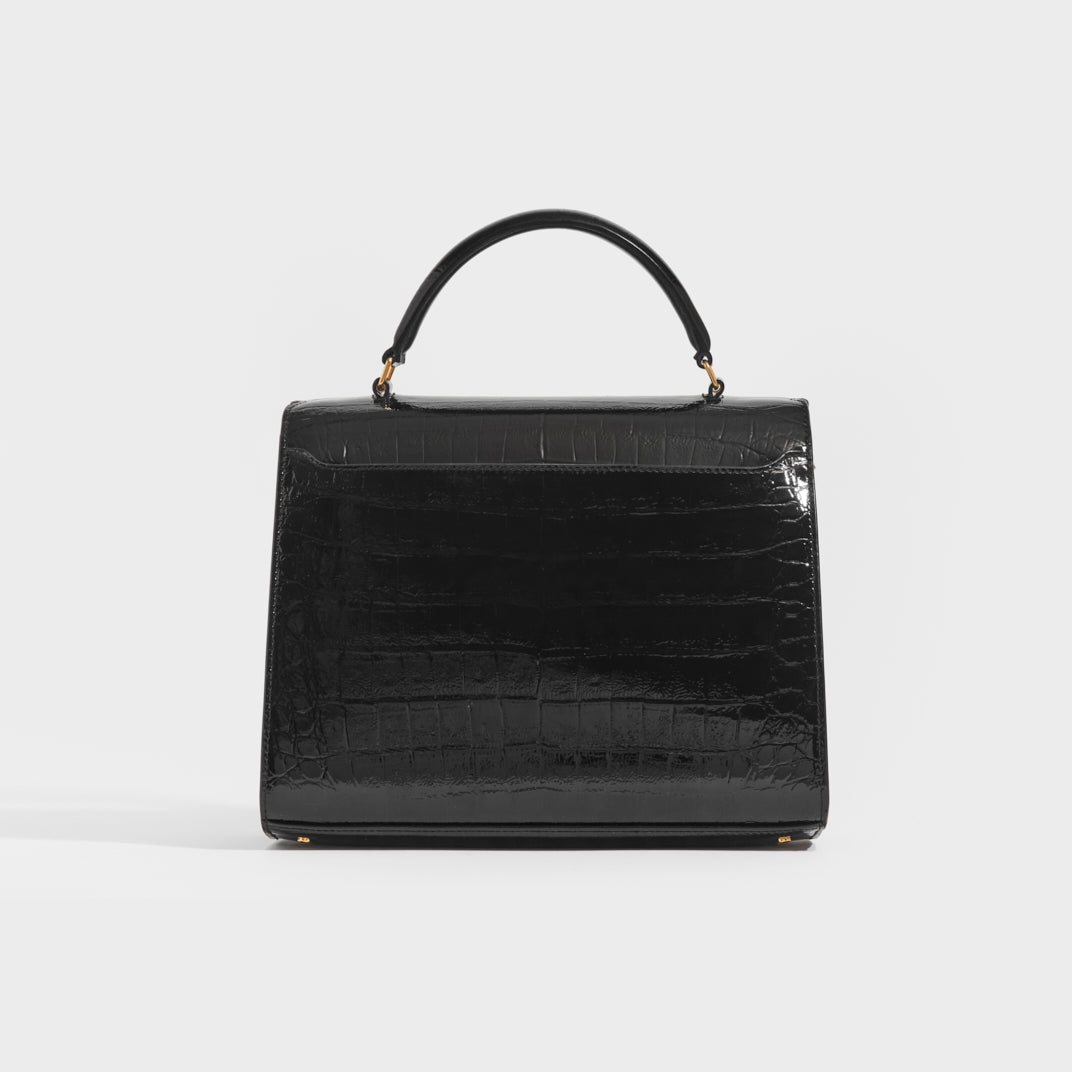 Medium Cassandra Croc-effect Bag in Black
