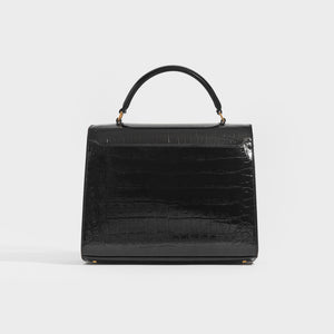 SAINT LAURENT Medium Cassandra Croc effect Bag in Black COCOON