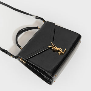 SAINT LAURENT Medium Cassandra Croc-effect Bag in Black