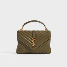 Load image into Gallery viewer, SAINT LAURENT Medium College Bag in Seaweed Green Leather with Gold Hardware