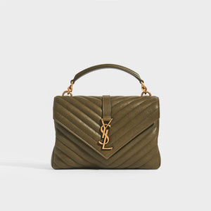 SAINT LAURENT Medium College Bag in Seaweed Green Leather