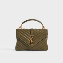 Load image into Gallery viewer, SAINT LAURENT Medium College Bag in Seaweed Green Leather with Gold Hardware