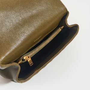 SAINT LAURENT Medium College Bag in Seaweed Green Leather