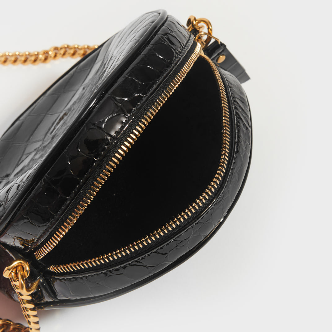 SAINT LAURENT Vinyle Round Camera bag in Black