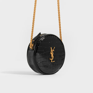 SAINT LAURENT Vinyle Round Camera bag in Black