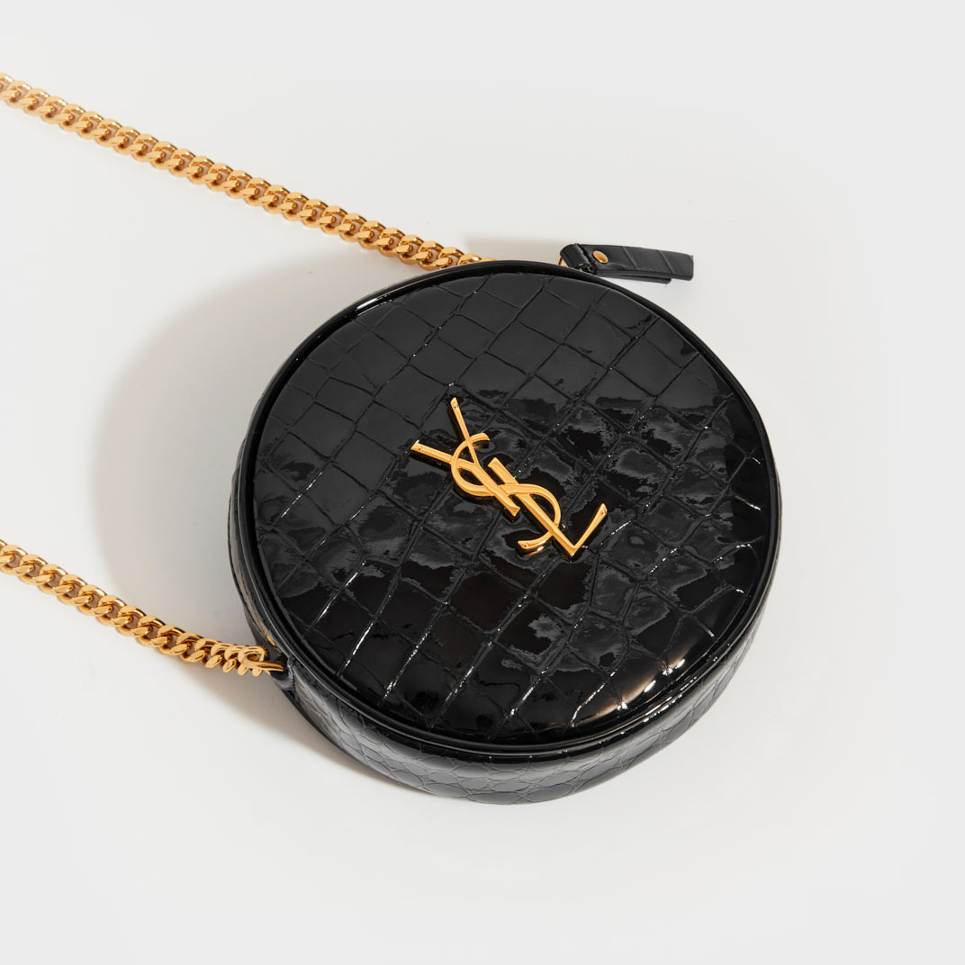 Ysl vinyl top round camera bag
