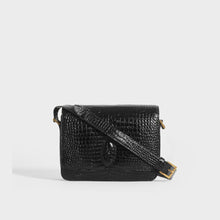 Load image into Gallery viewer, SAINT LAURENT Le 61 Framed Small Saddle Bag in Mock-Croc Leather in Black