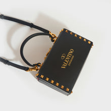 Load image into Gallery viewer, VALENTINO Garavani Box Rockstud Alcove Leather Top Handle Bag in Black