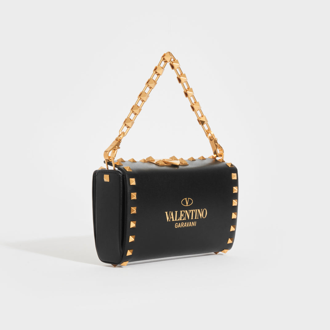 Garavani Box Rockstud Alcove Shoulder Bag in Black
