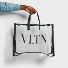 Load image into Gallery viewer, VALENTINO Garavani Grande Plage Leather-Trimmed Studded Logo-Print PVC Tote
