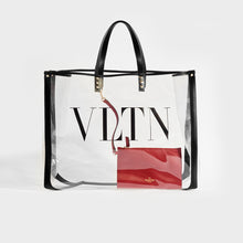 Load image into Gallery viewer, VALENTINO Garavani Grande Plage Leather-Trimmed Studded Logo-Print PVC Tote