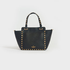 VALENTINO Garavani Mini Rockstud Leather Tote Bag in Black