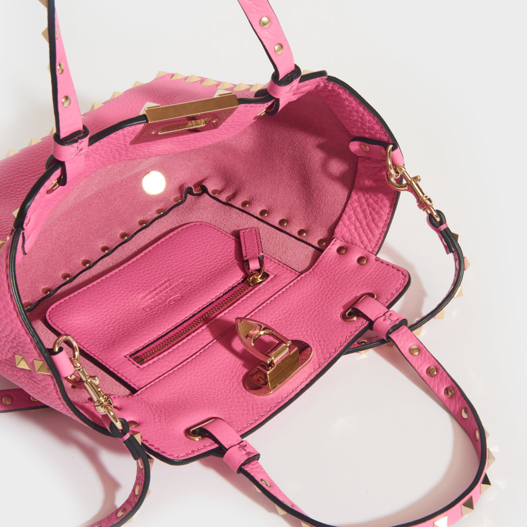 Valentino Garavani V Leather Tote Bag Pink 24Y