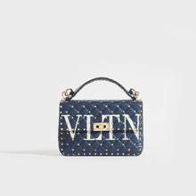 Load image into Gallery viewer, VALENTINO Garavani Rockstud Spike VLTN Quilted Leather Shoulder Bag in Navy