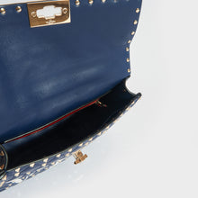 Load image into Gallery viewer, VALENTINO Garavani Rockstud Spike VLTN Quilted Leather Shoulder Bag in Navy