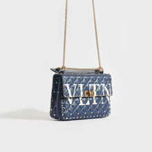 Load image into Gallery viewer, VALENTINO Garavani Rockstud Spike VLTN Quilted Leather Shoulder Bag in Navy