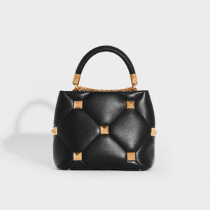 VALENTINO Garavani Roman Stud Small Quilted Leather Tote in Black