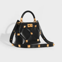 Load image into Gallery viewer, VALENTINO Garavani Roman Stud Small Quilted Leather Tote in Black