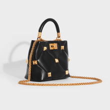 Load image into Gallery viewer, VALENTINO Garavani Roman Stud Small Quilted Leather Tote in Black