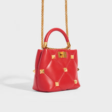 Load image into Gallery viewer, VALENTINO Garavani Roman Stud Small Quilted Leather Tote in Red